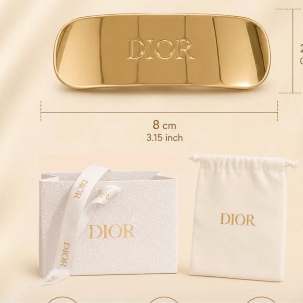 DIOR Gold Logo Metal Hair Clip